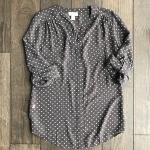 LOFT size small grey with white polka dots